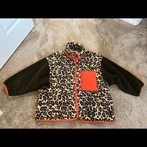Sundae School Fleece Sweater Small Animal Orange